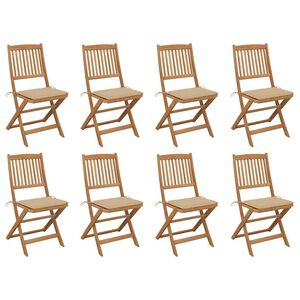 vidaXL Klappbare Gartenst&uuml;hle mit Kissen 8 Stk. Massivholz Akazie