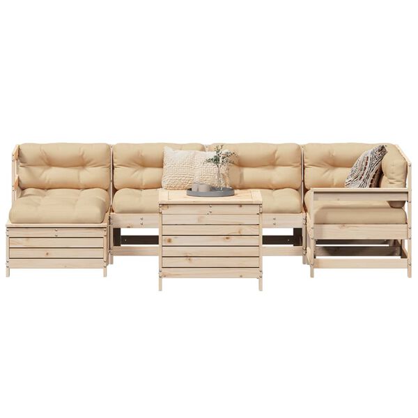 vidaXL 7-tlg. Garten-Sofagarnitur Massivholz Kiefer