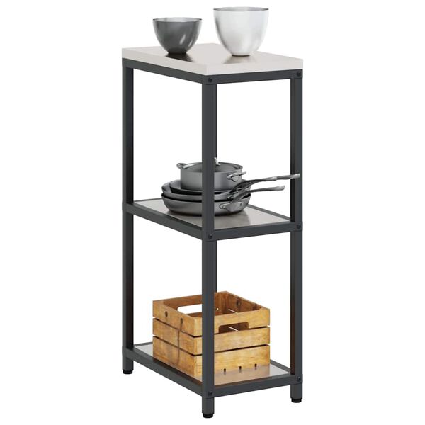 vidaXL K&uuml;chenaufbewahrung mit Regal Silber 60 x 50 x 92 cm Stahl