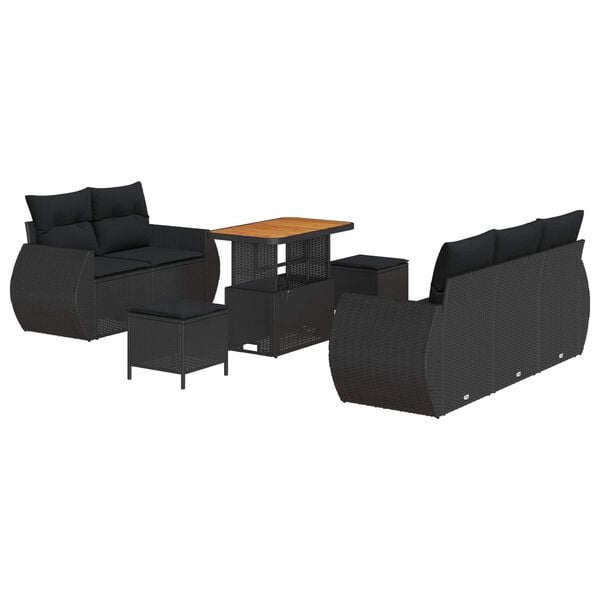 vidaXL Gartensofa-set 8 pcs Schwarz Poly-Rattan