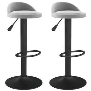 vidaXL Barhocker 2 Stk. Hellgrau Samt