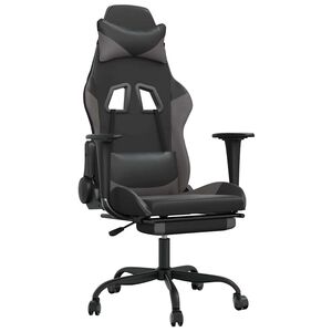 vidaXL Gaming-Stuhl mit Massage & Fu&szlig;st&uuml;tze Schwarz & Grau Kunstleder