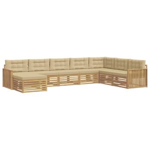 vidaXL Outdoor-Sofagarnitur 8 Stk. Wei&szlig; und Beige Massivholz Akazie