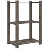 vidaXL Lagerregal mit 3 B&ouml;den Grau 60x38x90 cm Massivholz Kiefer