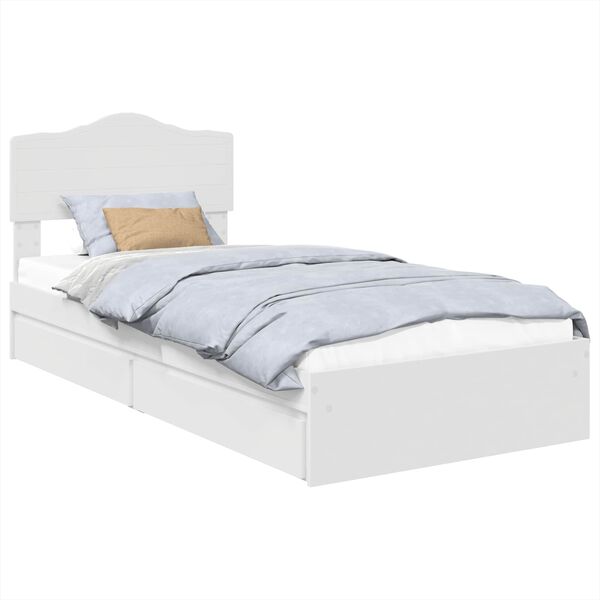vidaXL Aufbewahrungsbett mit Kopfteil Wei&szlig; 90 x 190 cm Holzwerkstoff