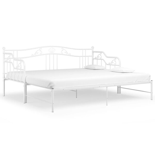 vidaXL Ausziehsofa Bettgestell Weiß Metall 90x200 cm