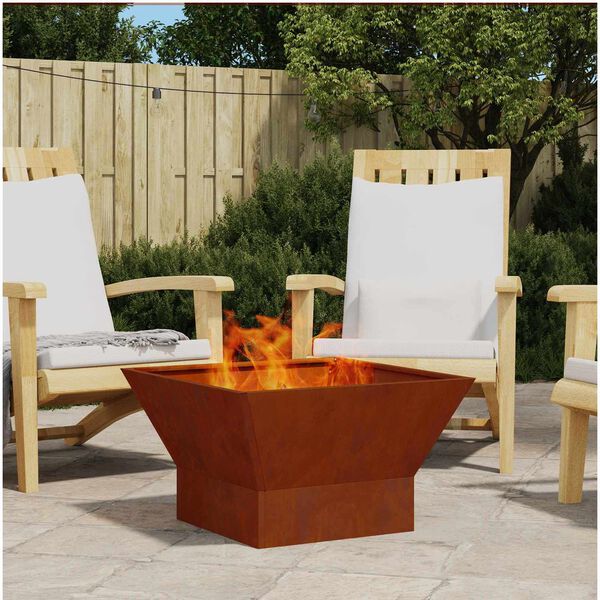 vidaXL Feuerstelle Braun 60 x 60 x 35 cm Wetterfeststahl