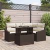vidaXL Garten-Sofa-Set mit Kissen mit Speicher 5 pcs Braun und Creme