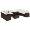 vidaXL 11-tlg. Garten-Sofagarnitur mit Kissen Braun Poly Rattan