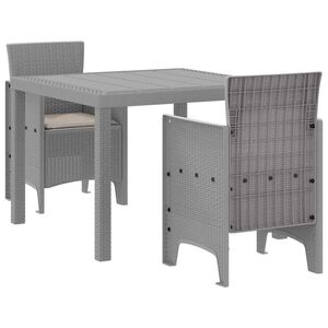 vidaXL Garten Essgruppe 3 pcs Hellgrau Polt Rattan