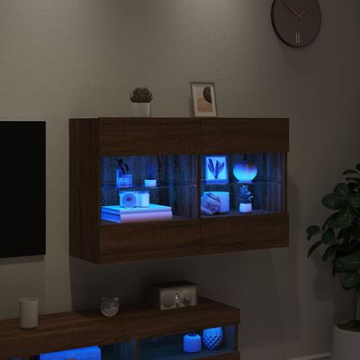 vidaXL TV-Wandschrank mit LED-Leuchten Braun Eichen-Optik