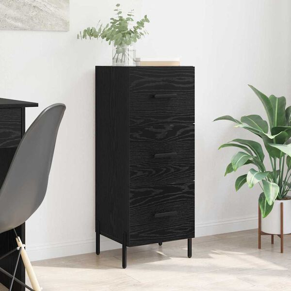 vidaXL Sideboard Schwarz Eichen-Optik 34 x 34,5 x 90 cm Holzwerkstoff