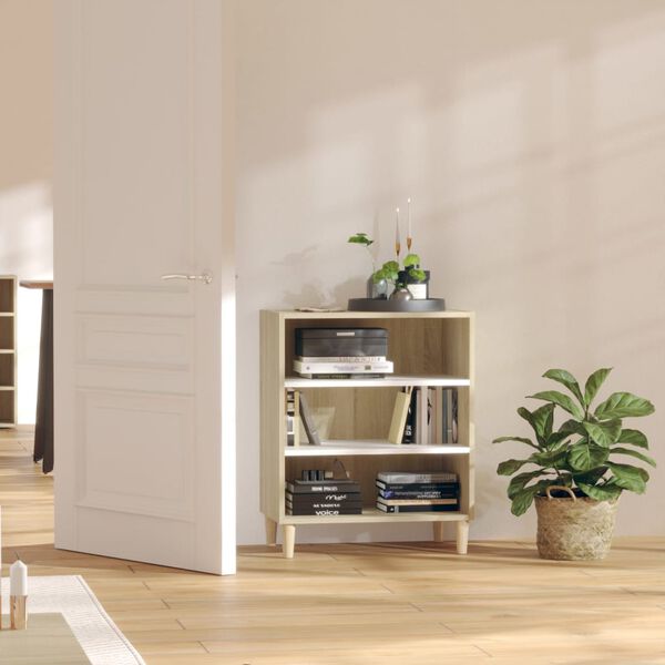 vidaXL Sideboard Wei&szlig; Sonoma-Eiche 57x35x70 cm Holzwerkstoff