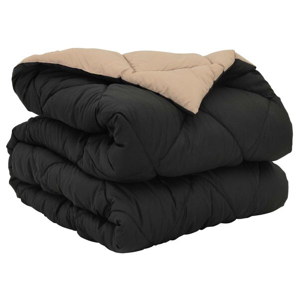 vidaXL Ganzjahresbettdecke Schwarz und Taupe 220 x 135 cm Mikrofaser