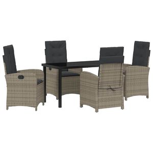 vidaXL Garten Essgruppe mit Kissen 5 pcs Grau Poly-Rattan