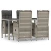 vidaXL 5-tlg. Garten-Essgruppe mit Kissen Grau Poly Rattan