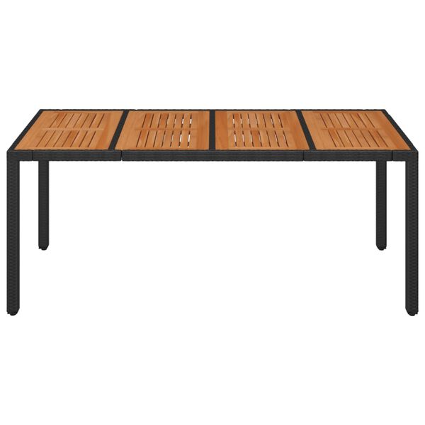 vidaXL Gartentisch mit Holzplatte Schwarz 190x90x75 cm Poly Rattan