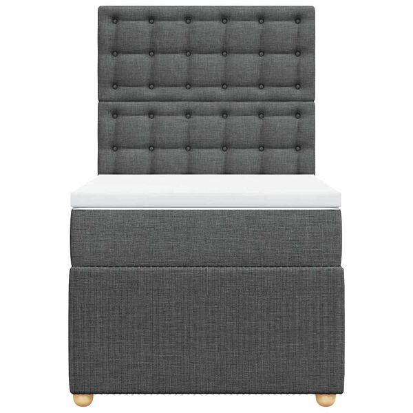 vidaXL Boxspringbett mit Matratze Dunkelgrau 80x200 cm Stoff