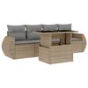vidaXL 5-tlg. Garten-Sofagarnitur mit Kissen Beige Poly Rattan