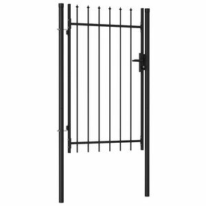 vidaXL Zauntor Einzelfl&uuml;gel mit Speerspitzen Stahl 1 x 1,5 m Schwarz