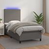 vidaXL Boxspringbett mit Matratze & LED Grau 100x200 cm Kunstleder
