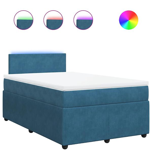 vidaXL Boxspringbett mit Matratze Blau 120x200 cm Samt