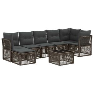 vidaXL Gartensofa-set 8 stk. Grau Poly-Rattan