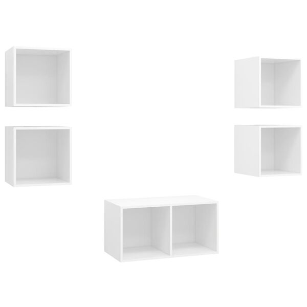 vidaXL 5-tlg. TV-Schrank-Set Wei&szlig; Holzwerkstoff