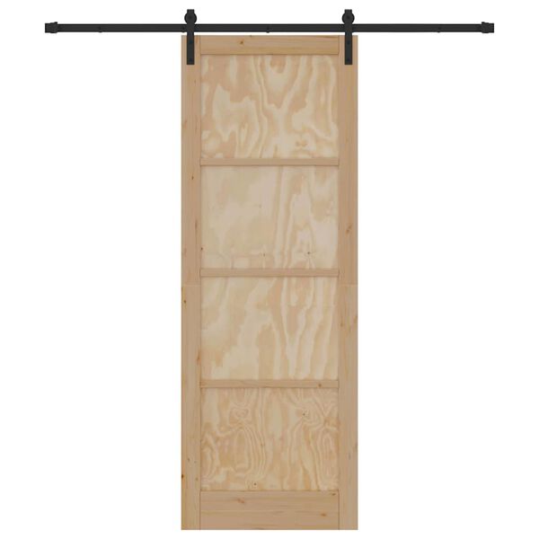 vidaXL Schiebet&uuml;r Braun 83 x 232 cm Massives Kiefernholz
