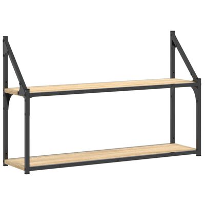 vidaXL Wandregal 2 Fächer Sonoma-Eiche 80x21x51 cm Holzwerkstoff