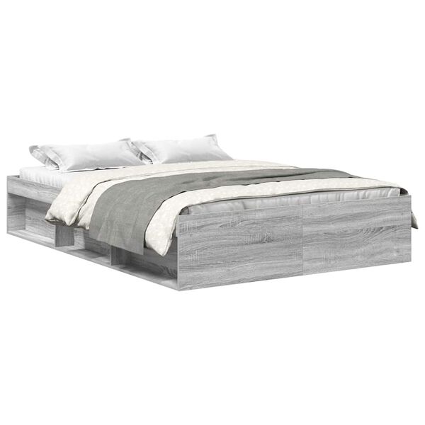 vidaXL Bettgestell Grau Sonoma 135x190 cm
