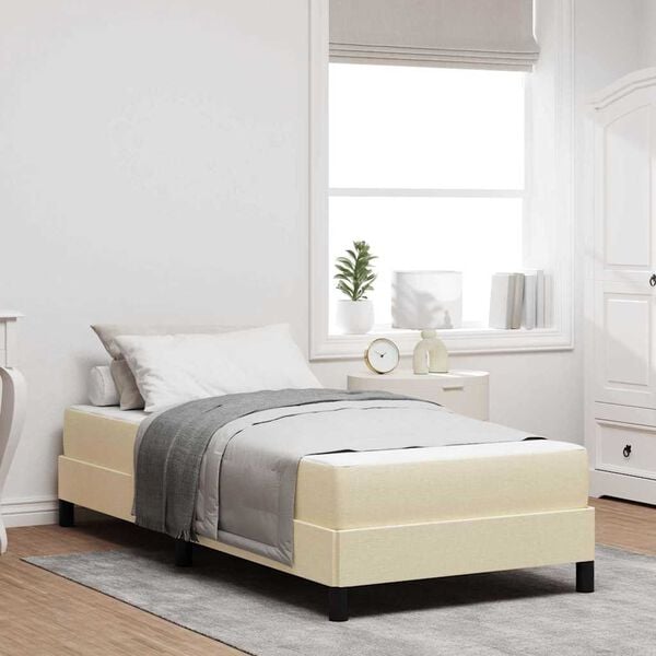 vidaXL Boxspringbett mit Matratze Creme 90 x 190 cm Stoff