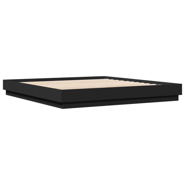 vidaXL Bettgestell mit LED Schwarz 200x200 cm