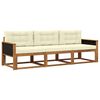 vidaXL Outdoor-Sofagarnitur mit Kissen 3 pcs Natur und Creme