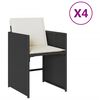 vidaXL Gartenst&uuml;hle mit Kissen 4 Stk. Schwarz Poly Rattan