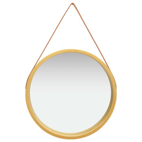 vidaXL Wandspiegel mit Riemen 60 cm Golden
