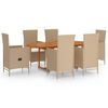 vidaXL 7-tlg. Garten-Essgruppe Poly Rattan Beige