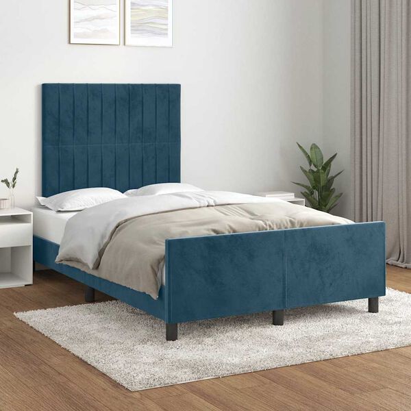vidaXL Bettgestell ohne Matratze Dunkelblau 120x190 cm Samt