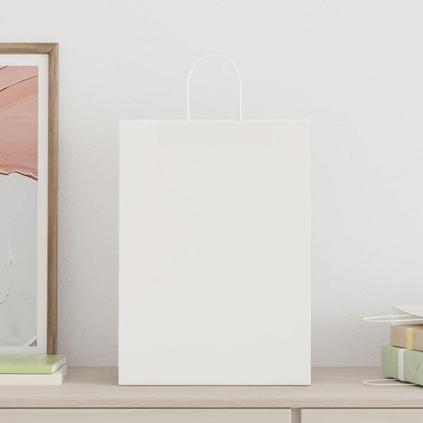 vidaXL Papiertragetaschen 250 Stk. mit Henkeln Wei&szlig; 32x17x44 cm