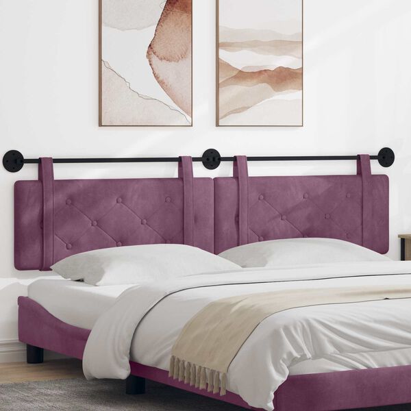 vidaXL H&auml;ngevorderseite Wandmontiert Lila 210 x 55 x 5 cm Samt