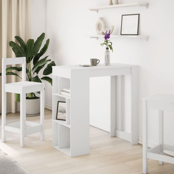 vidaXL Bartisch mit Regal Wei&szlig; 102x50x103,5 cm Holzwerkstoff