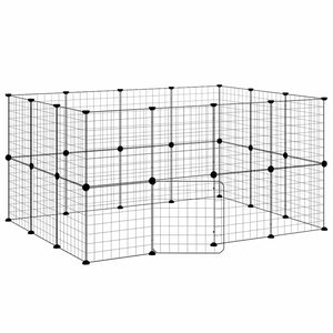 vidaXL 28-tlg. Haustierk&auml;fig mit T&uuml;r Schwarz 140x105x70 cm Stahl