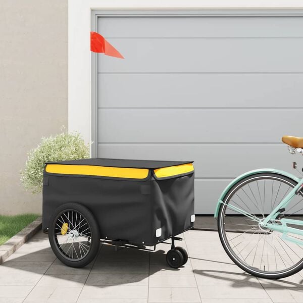 vidaXL Fahrradanh&auml;nger Schwarz und Gelb 45 kg Eisen