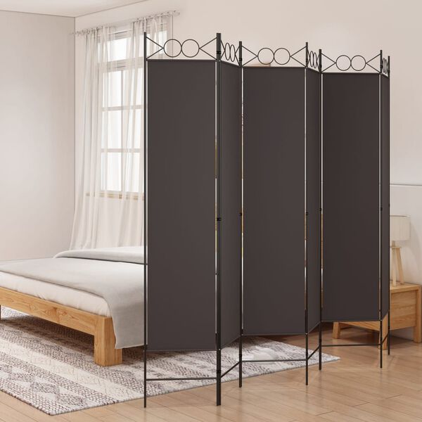 vidaXL 6-tlg. Paravent Braun 200x200 cm Stoff