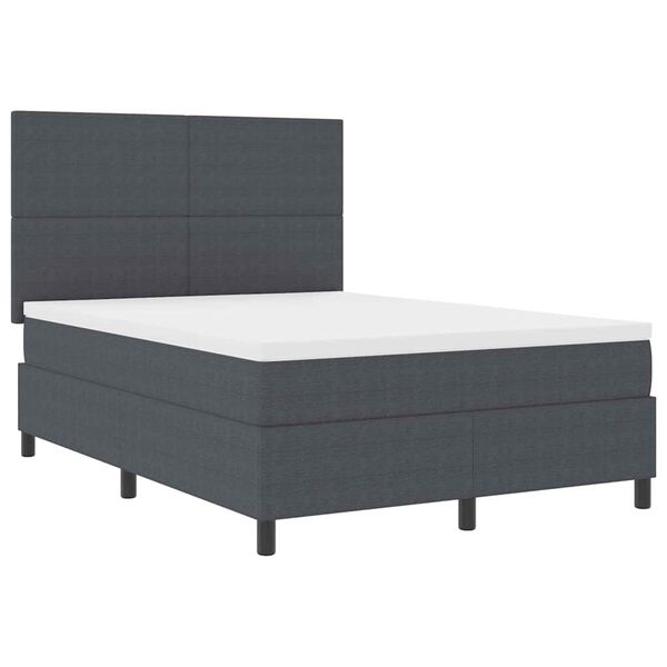 vidaXL Boxspringbett Dunkelgrau und Wei&szlig; 203 x 144 x 128 cm Cordstoff