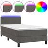 vidaXL Boxspringbett mit Matratze & LED Dunkelgrau 80x200 cm Samt