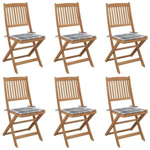 vidaXL Klappbare Gartenst&uuml;hle 6 Stk. mit Kissen Massivholz Akazie