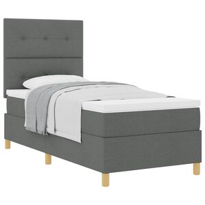 vidaXL Boxspringbett mit Kopfteil Dunkelgrau 90 x 200 cm Stoff