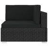 vidaXL Modular-Sofa-Eckteil 1 Stk. + Auflagen Poly Rattan Schwarz