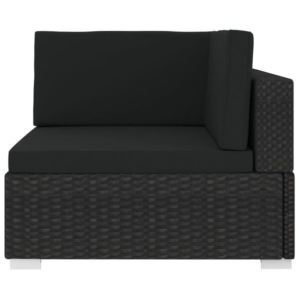 vidaXL Modular-Sofa-Eckteil 1 Stk. + Auflagen Poly Rattan Schwarz